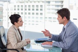 Person asking questions at job interview